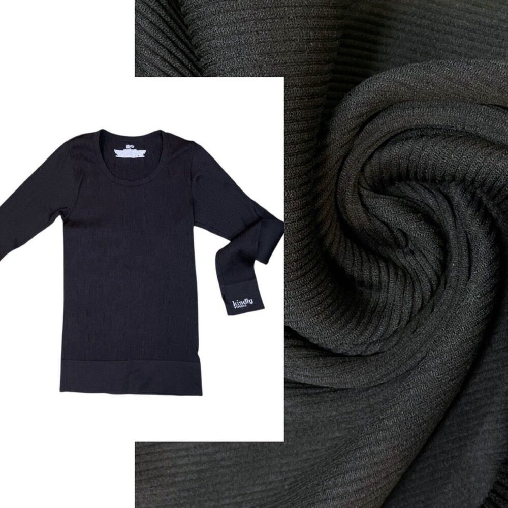 NWOT Kindly Yours Black Ribber Thermal Compression Henley Long Sleeve Shirt
